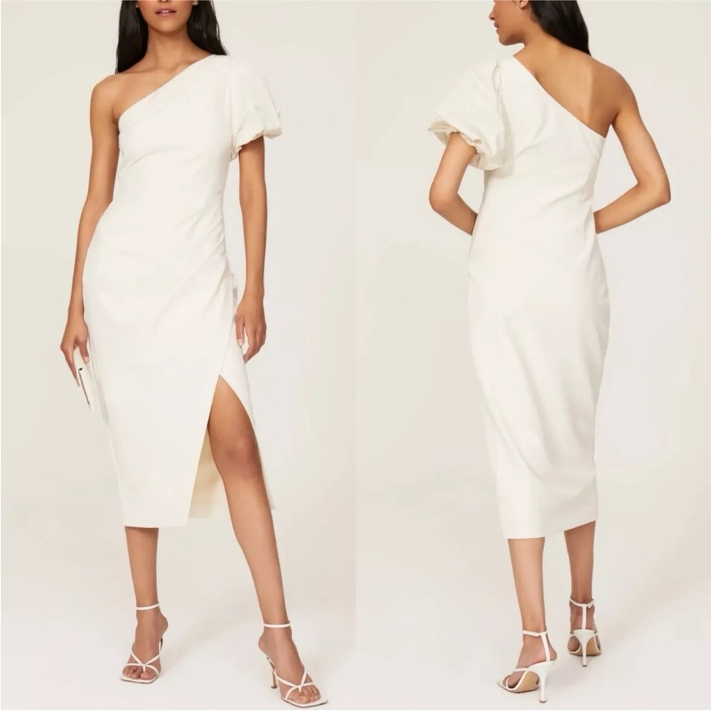 Lauren Ralph Lauren Annona One Shoulder Midi Dress-16-NWT-Winter Cream-Party